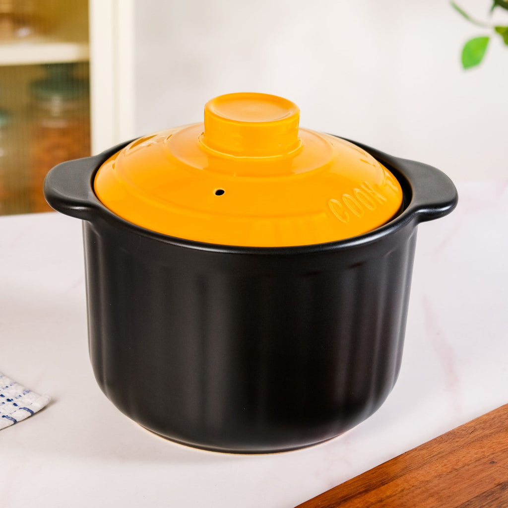 Ceramic Braising Cookpot With Orange Dome Lid 5500ml Nestasia