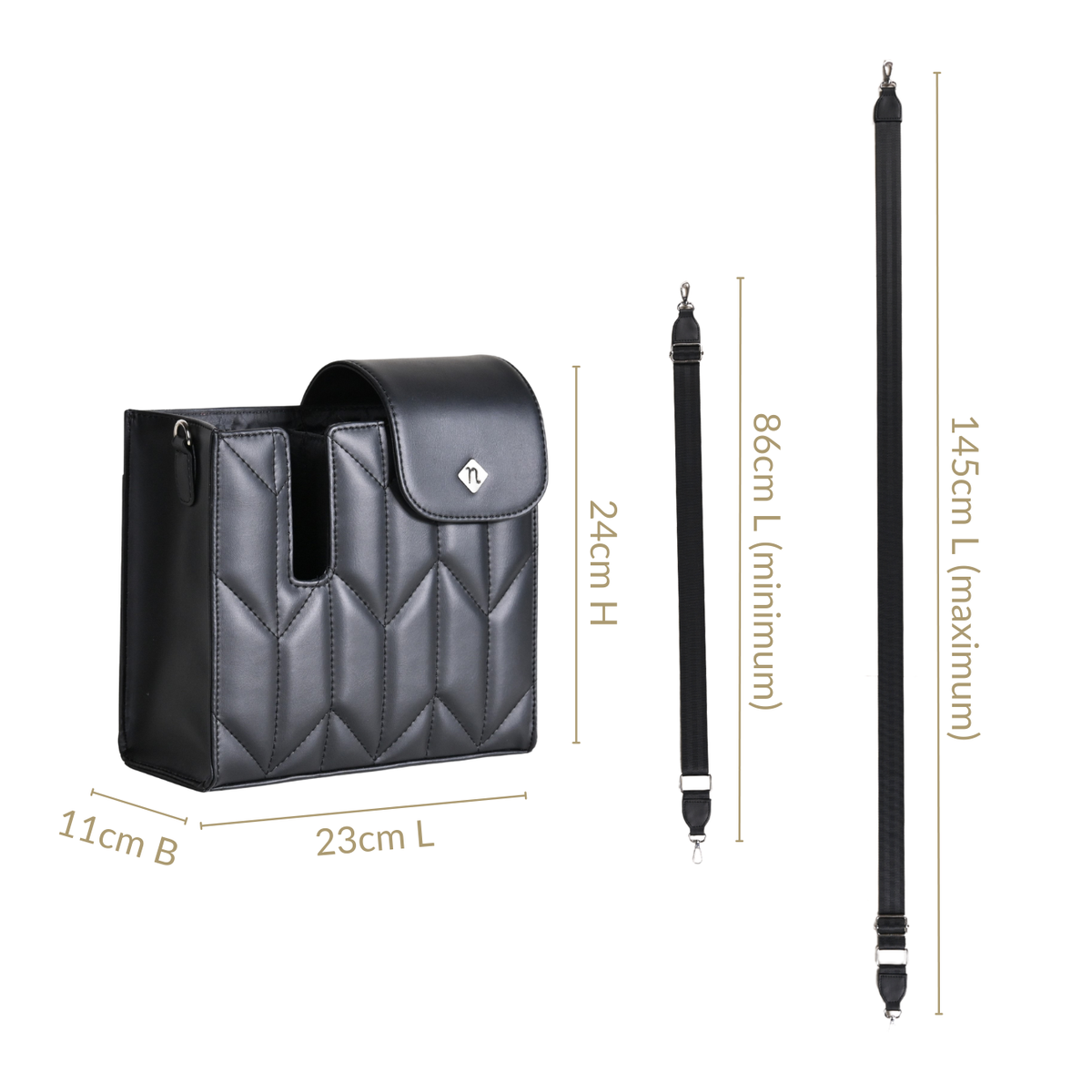 Black Crossbody Bag For Bottles Nestasia