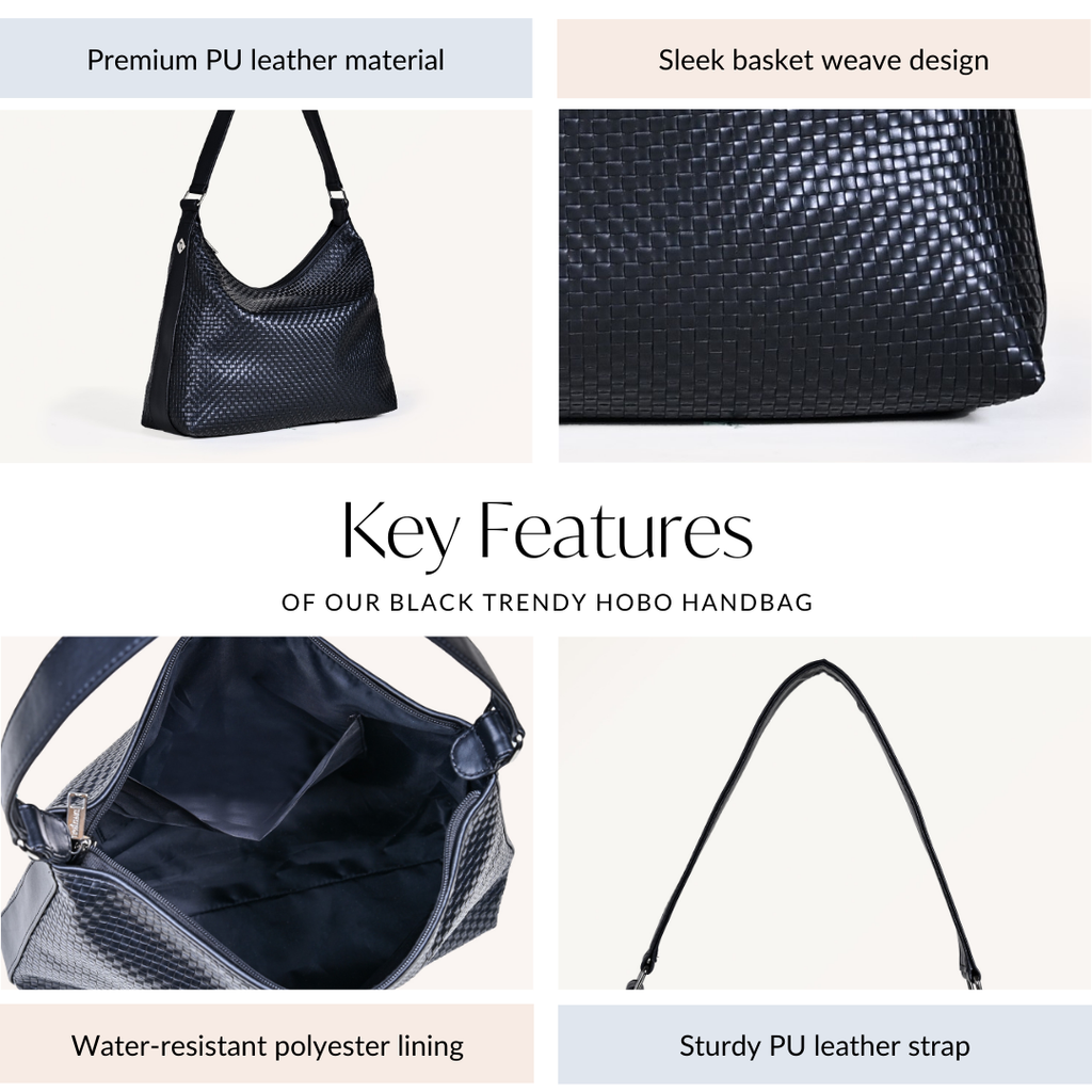 Black Soi Trendy Hobo Handbag Nestasia