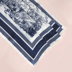 Toile De Jouy Pattern Fashion Silk Scarf Nestasia