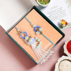 Bloom Bond Rakhi Lumba Set In Blue Nestasia