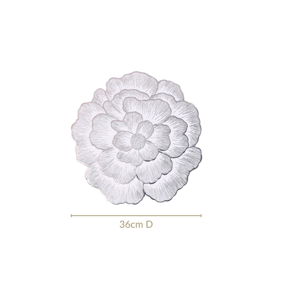 Silver And White Blooming Base Placemats Set Of 6 Nestasia