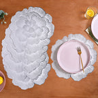 Silver And White Blooming Base Placemats Set Of 6 Nestasia