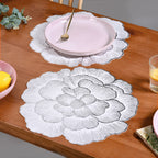Silver And White Blooming Base Placemats Set Of 6 Nestasia