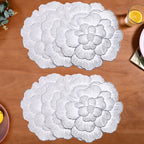 Silver And White Blooming Base Placemats Set Of 6 Nestasia