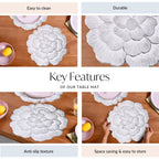 Silver And White Blooming Base Placemats Set Of 6 Nestasia