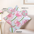 Blooming Blush Embroidered Cotton Cushion Cover 40x40cm Nestasia