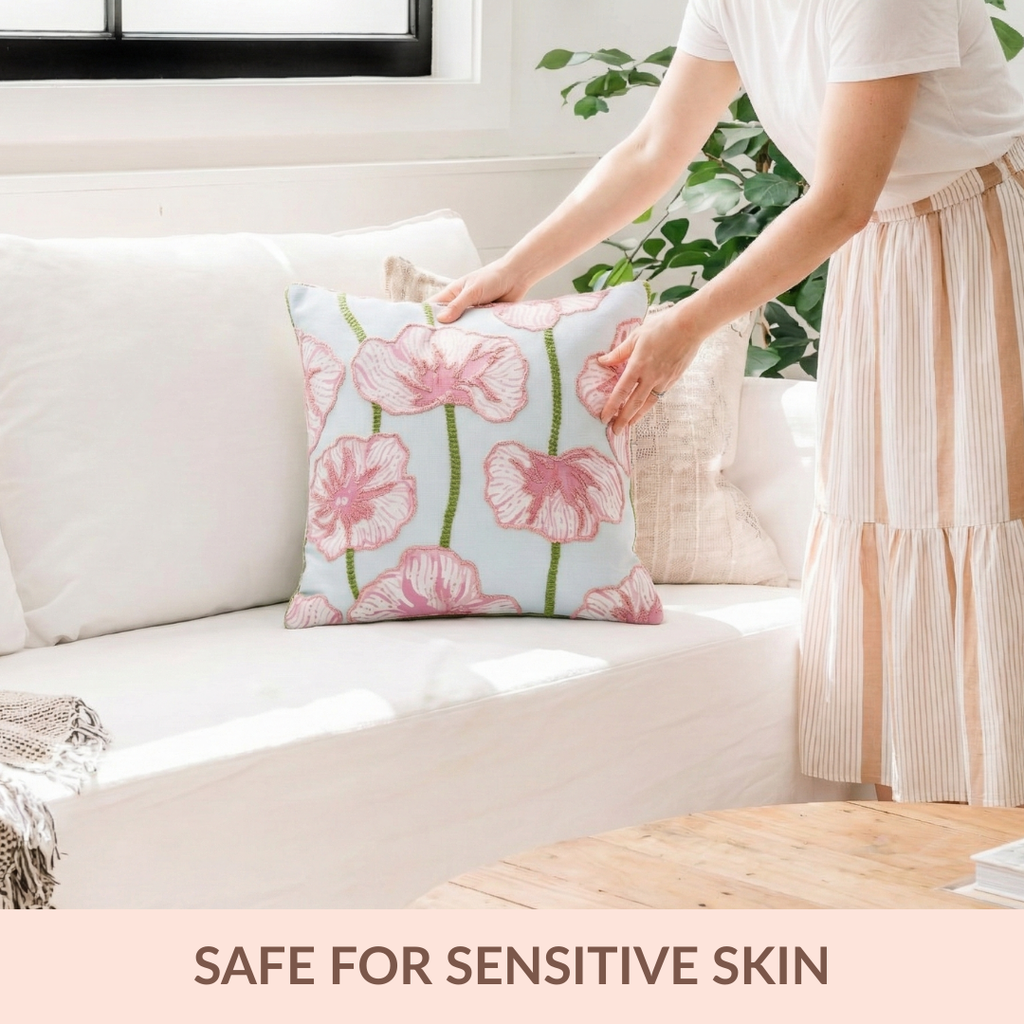 Blooming Blush Embroidered Cotton Cushion Cover 40x40cm Nestasia