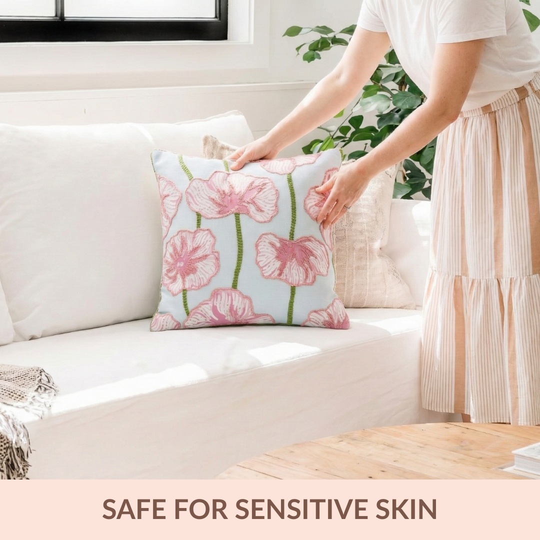 Blooming Blush Embroidered Cotton Cushion Cover 40x40cm Nestasia