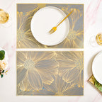 Chic Flower Rectangle Table Mat Set Of 6 Gold Blue Nestasia