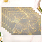 Chic Flower Rectangle Table Mat Set Of 6 Gold Blue Nestasia