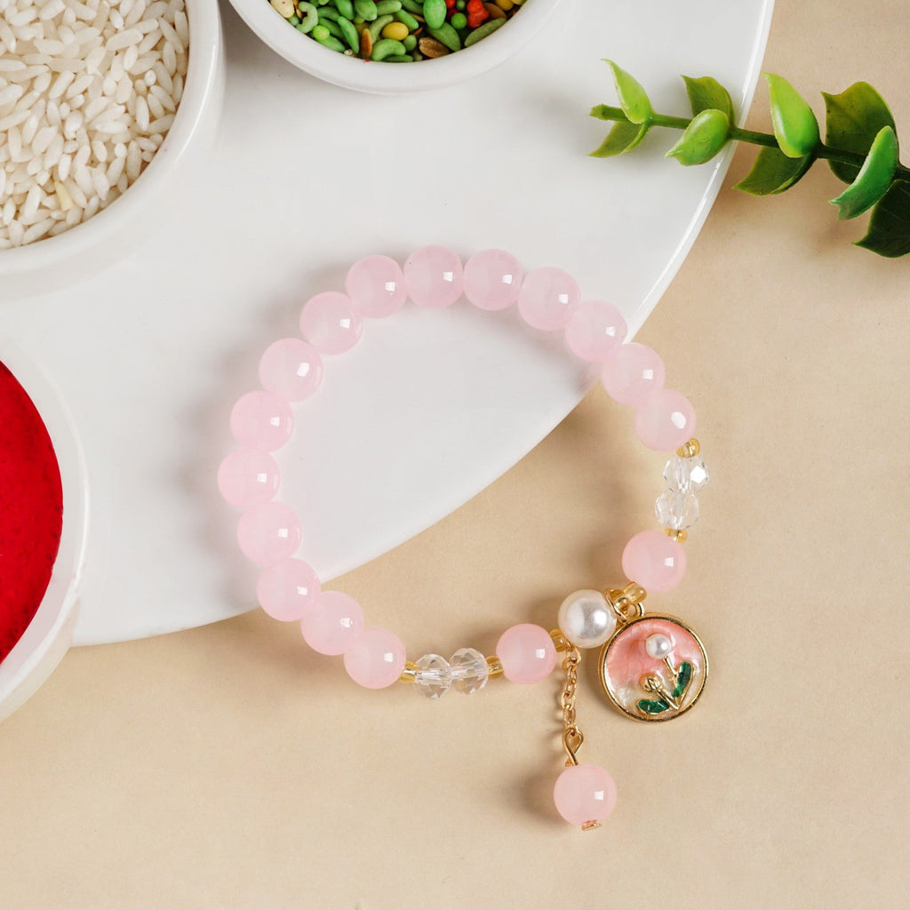 Blooming Pink Bracelet Rakhi Gift Set Nestasia