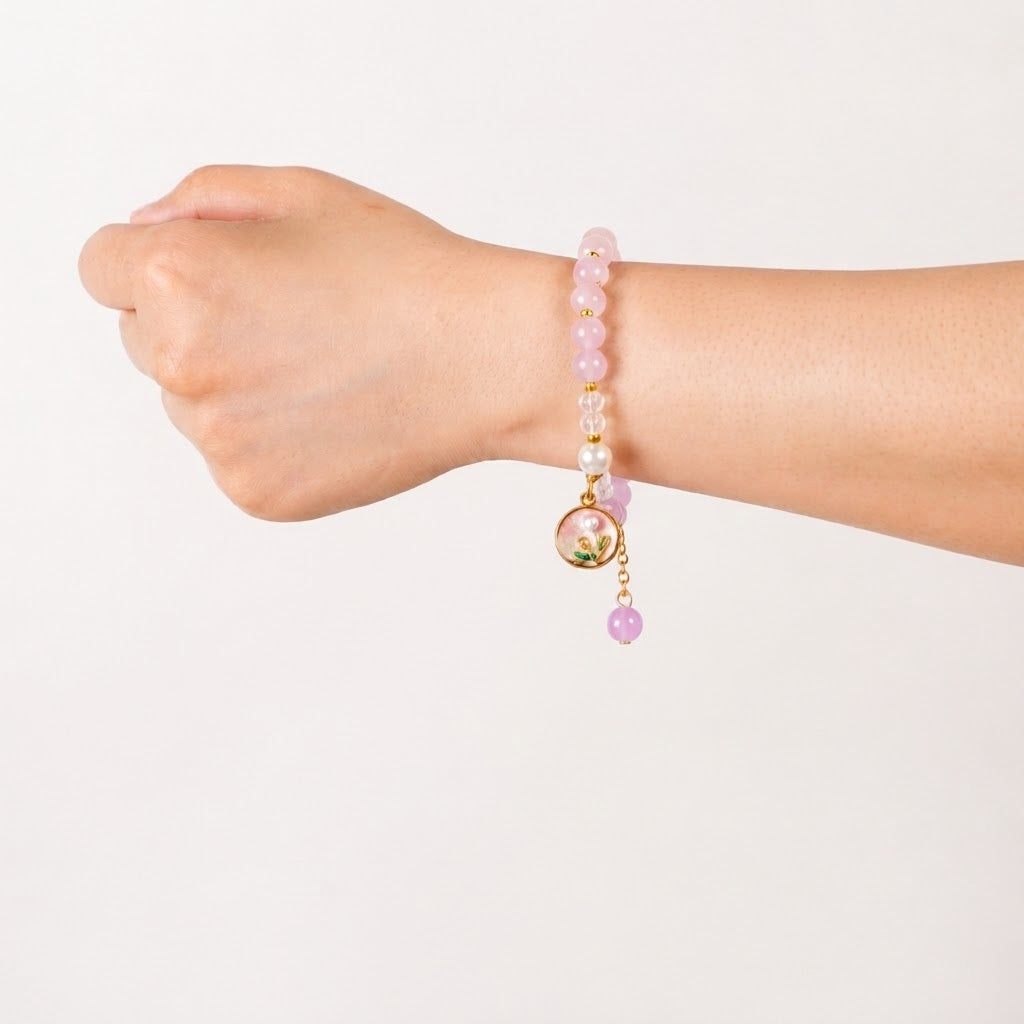 Blooming Pink Bracelet Rakhi Gift Set Nestasia