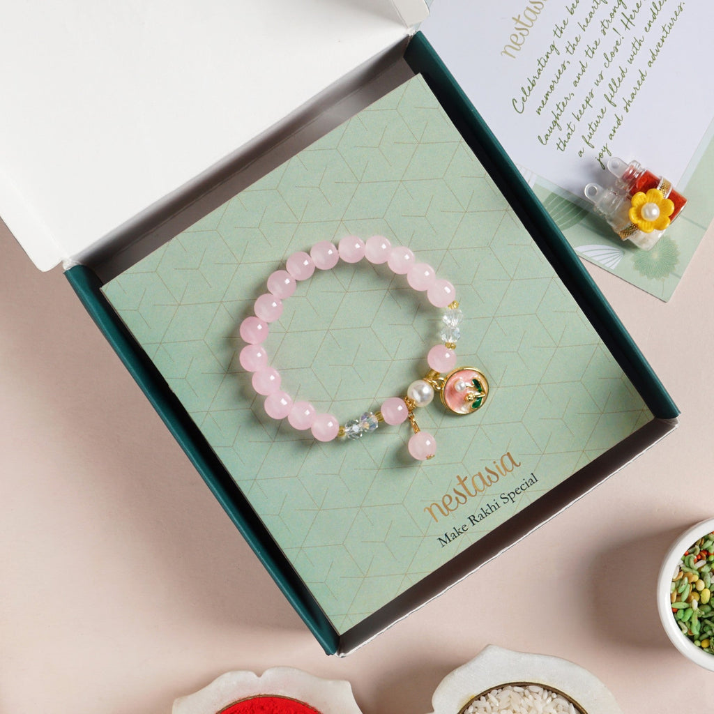 Blooming Pink Bracelet Rakhi Gift Set Nestasia