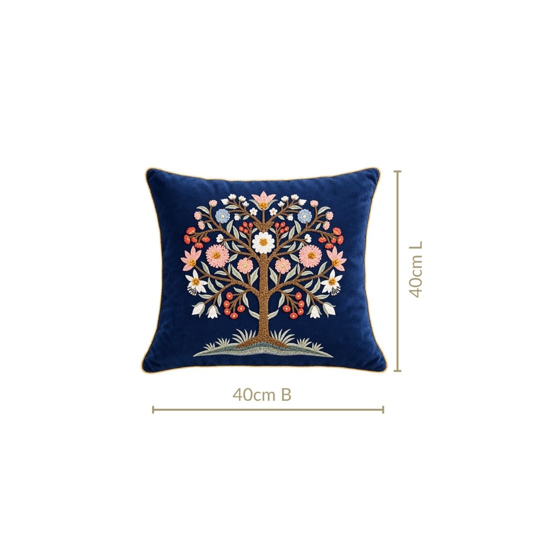 Tree Of Life Embroidered Cushion Cover 40x40cm Nestasia
