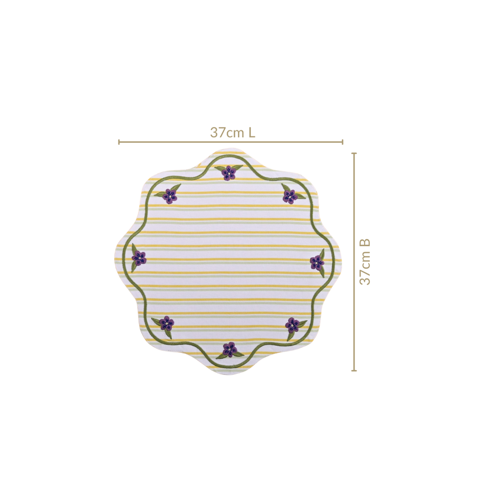 Bloom Lines Cotton Embroidered Table Mat Set Of 6 Nestasia