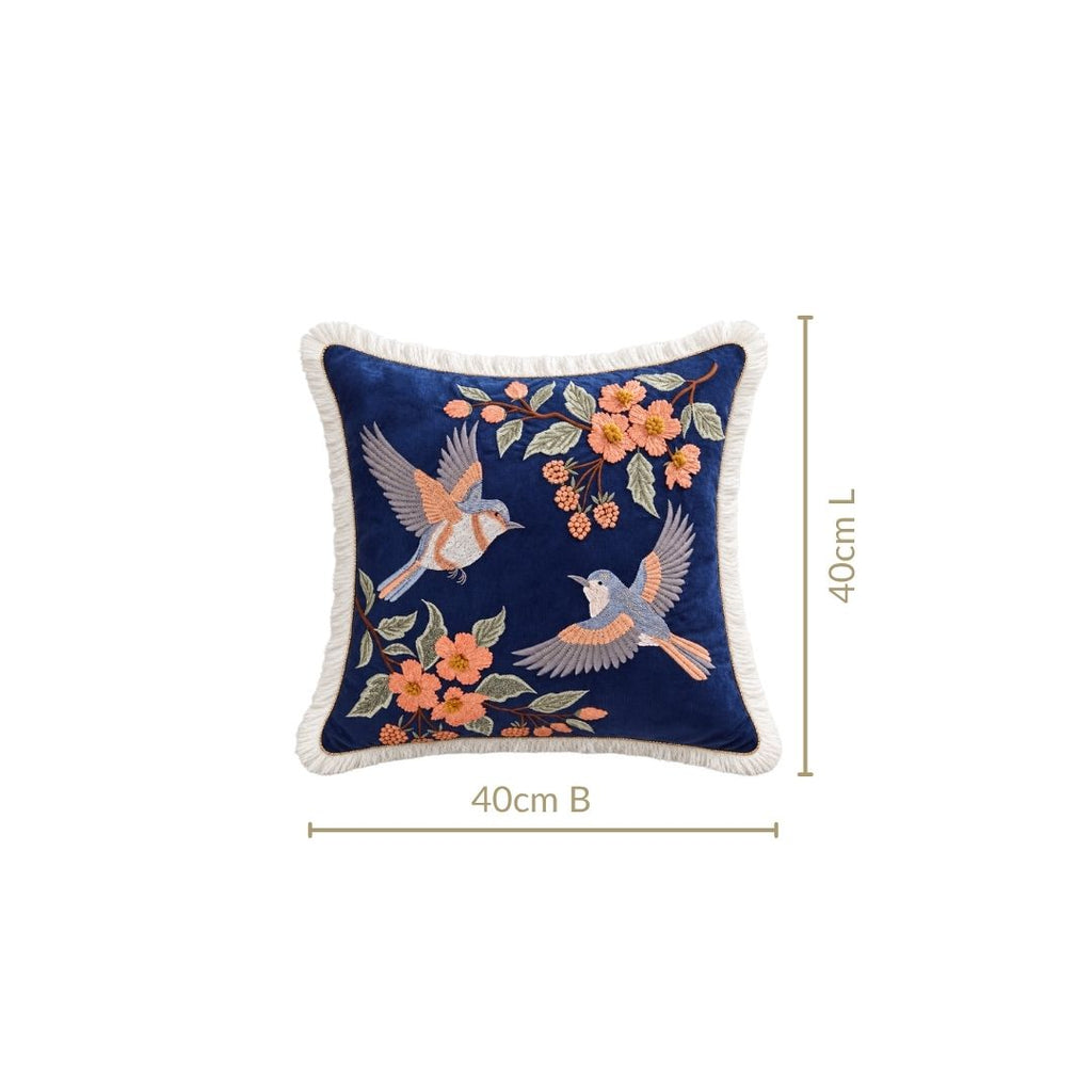 Bloomscape Embroided Cushion Cover With Fringes 40x40cm Nestasia