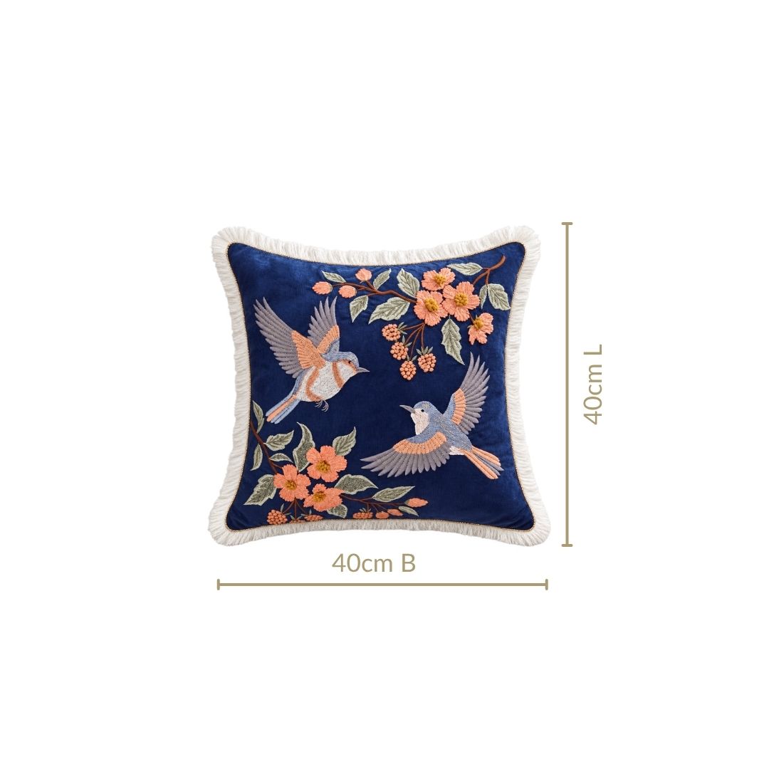 Bloomscape Embroided Cushion Cover With Fringes 40x40cm Nestasia