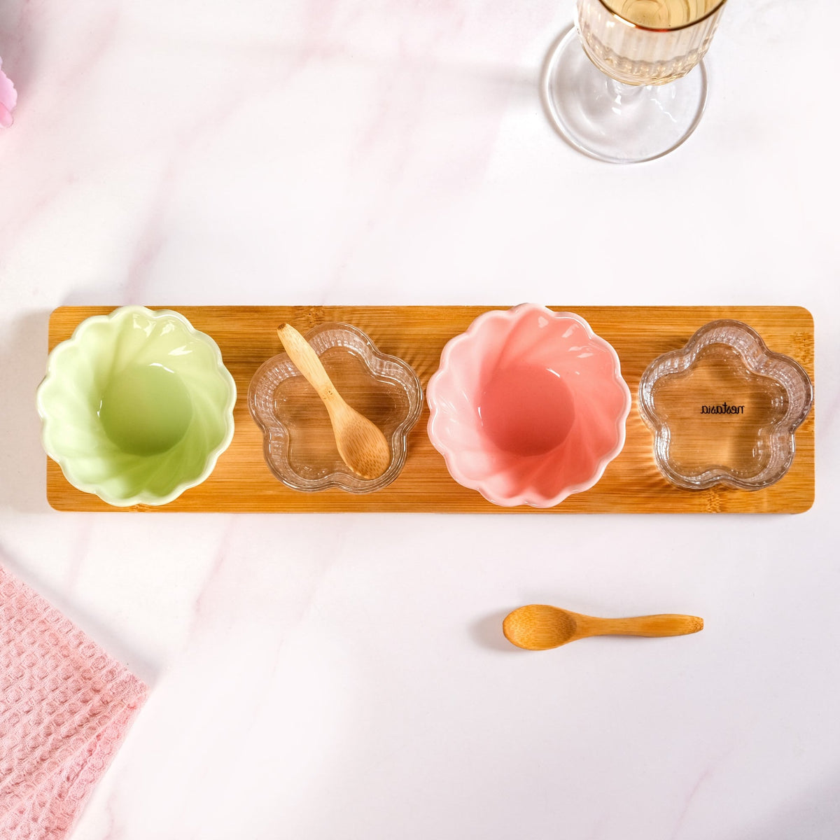 Blossom Bowls Serving Platter With Spoon Set Of 7 Nestasia