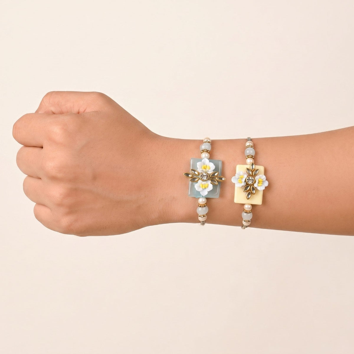 Blossoming Blue Floral Rakhi Gift Set Nestasia