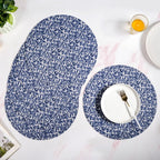 Blue And White Intrecciato Weave Round Table Mat Set Of 6 Nestasia