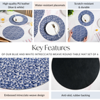 Blue And White Intrecciato Weave Round Table Mat Set Of 6 Nestasia