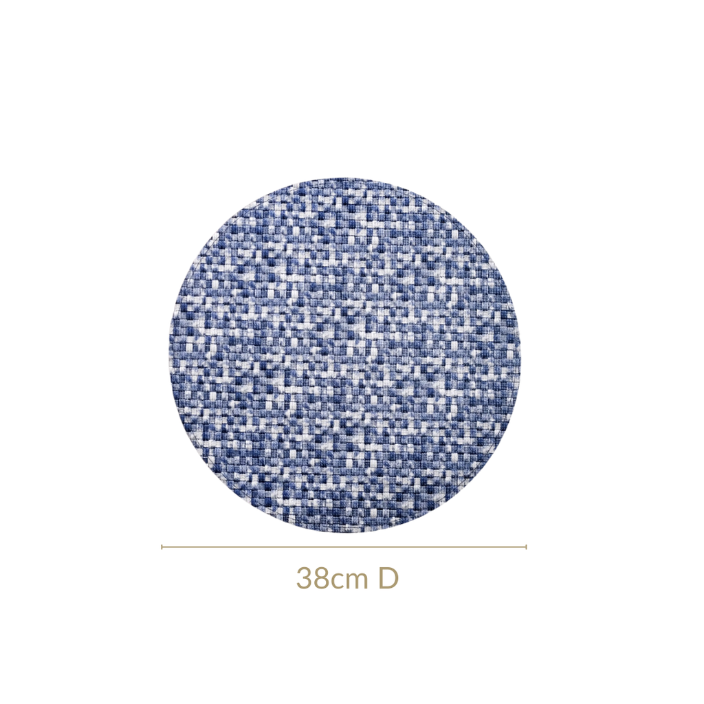 Blue And White Intrecciato Weave Round Table Mat Set Of 6 Nestasia