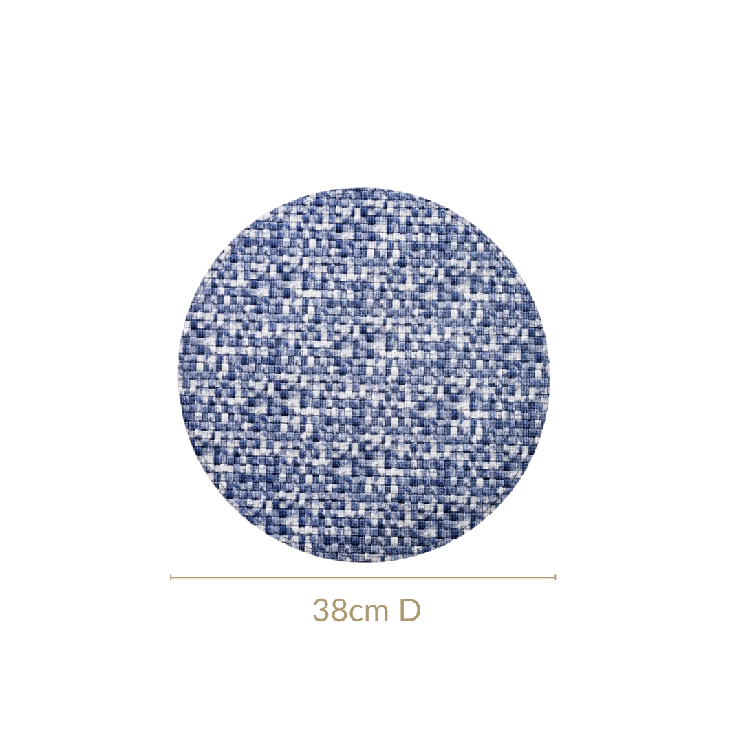 Blue And White Intrecciato Weave Round Table Mat Set Of 6 Nestasia