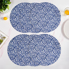 Blue And White Intrecciato Weave Round Table Mat Set Of 6 Nestasia