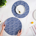 Blue And White Intrecciato Weave Round Table Mat Set Of 6 Nestasia