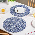 Blue And White Intrecciato Weave Round Table Mat Set Of 6 Nestasia