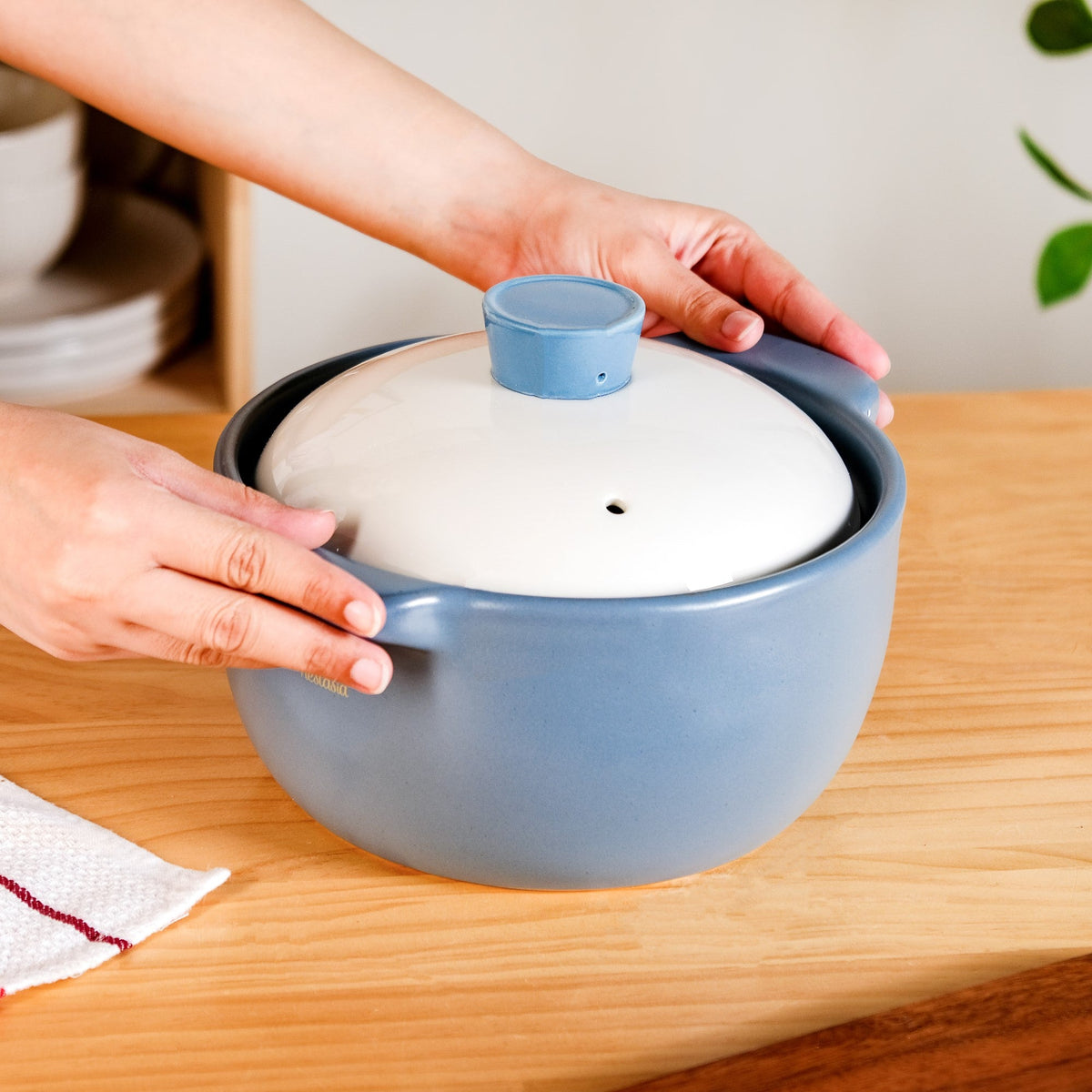 KindlePot Stovetop Ceramic Cookware Blue White 2300ml Nestasia