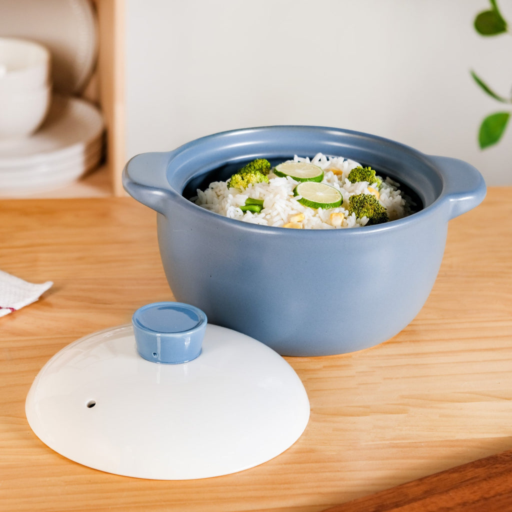 KindlePot Stovetop Ceramic Cookware Blue White 2300ml Nestasia