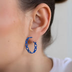 Blue Chain Link Design Hoops Nestasia