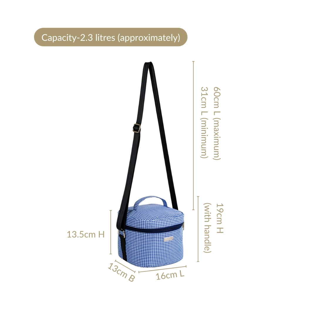 Blue Checked Lunch Bag With Insulation Nestasia