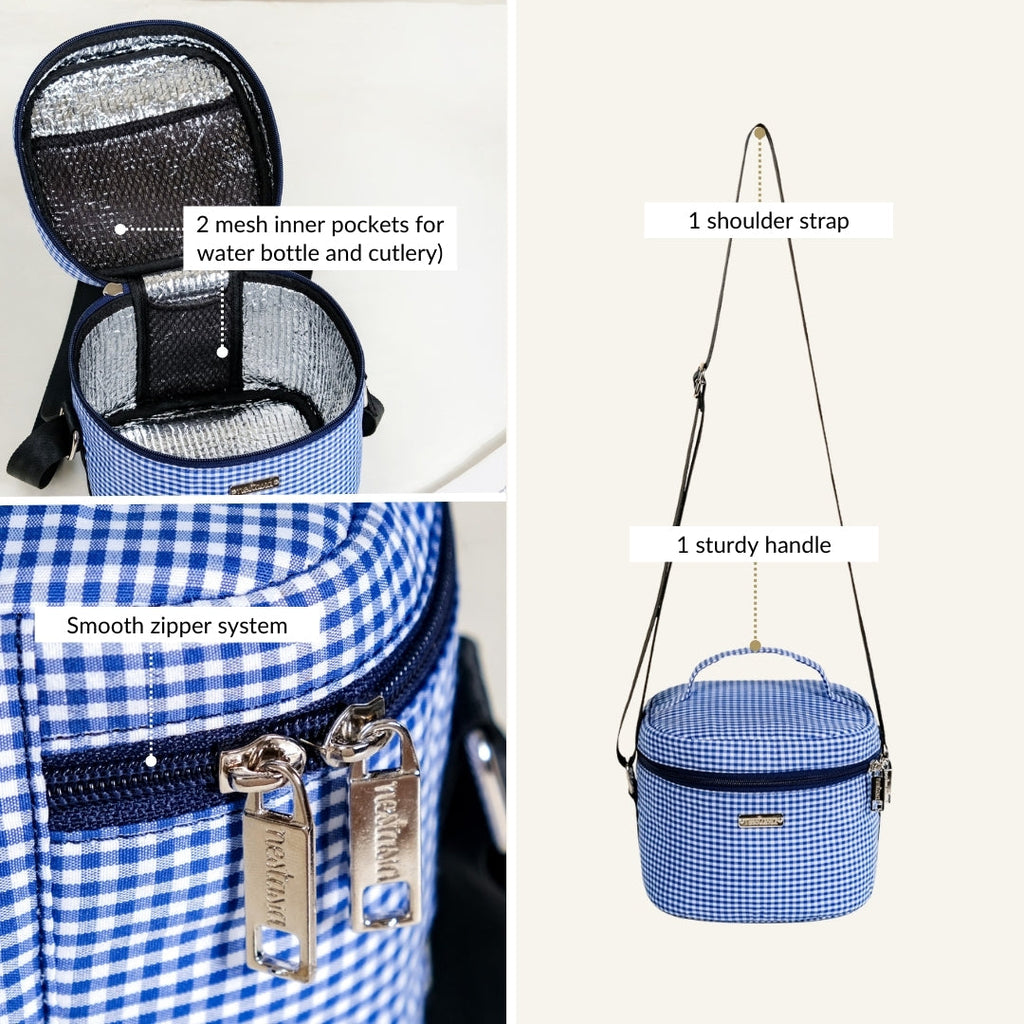 Blue Checked Lunch Bag With Insulation Nestasia