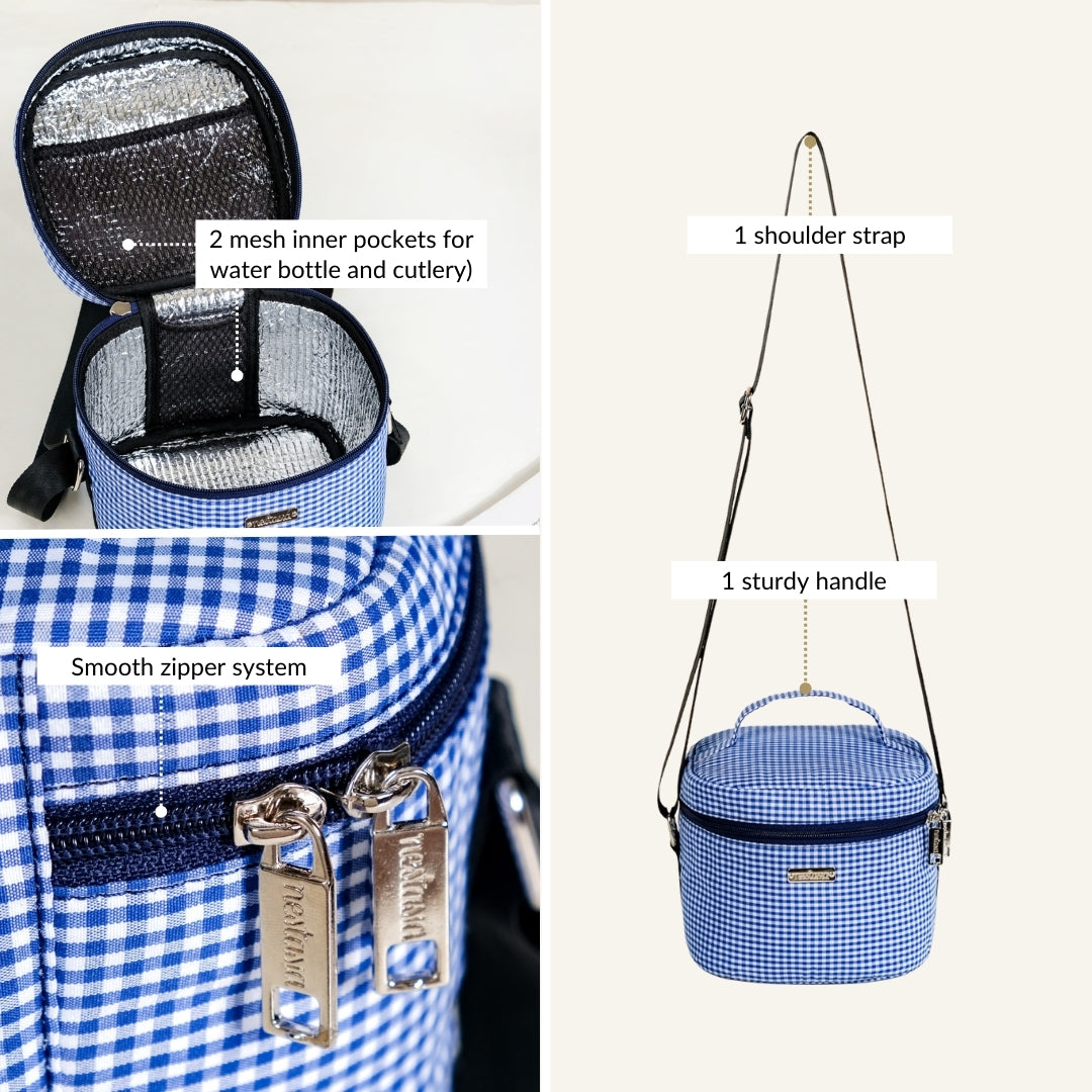 Blue Checked Lunch Bag With Insulation Nestasia