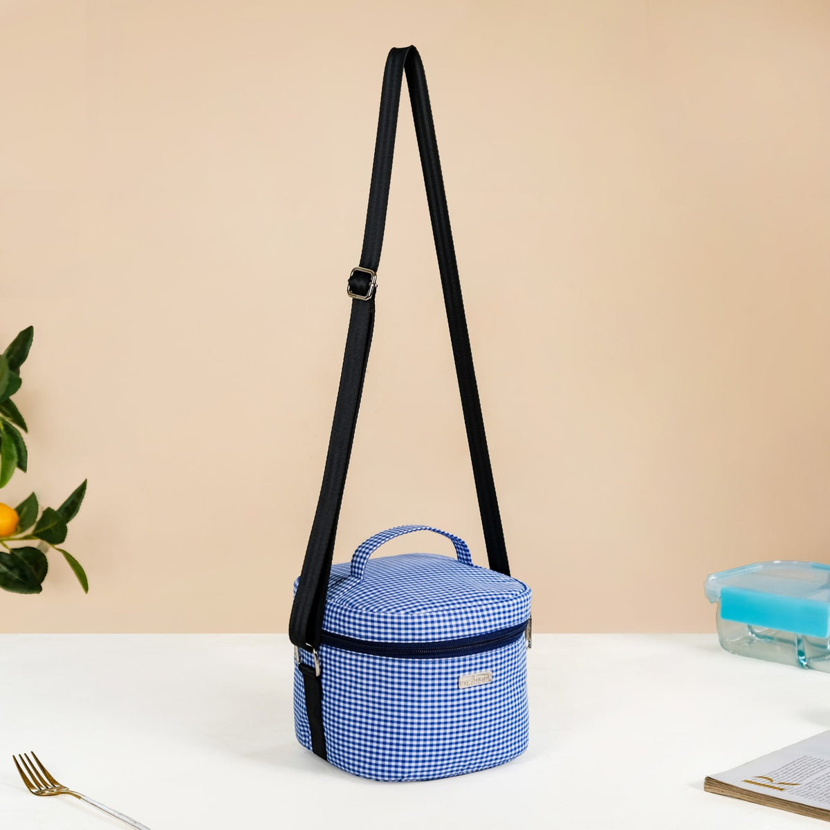 Blue Checked Lunch Bag With Insulation Nestasia