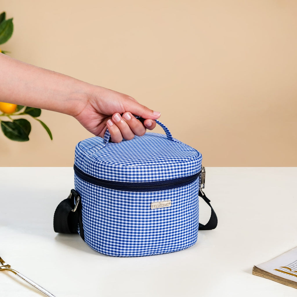 Blue Checked Lunch Bag With Insulation Nestasia
