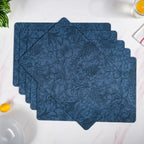Blue Embossed Hibiscus Rectangular Placemats Set Of 6 Nestasia