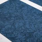 Blue Embossed Hibiscus Rectangular Placemats Set Of 6 Nestasia