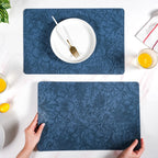 Blue Embossed Hibiscus Rectangular Placemats Set Of 6 Nestasia