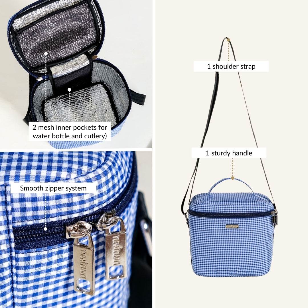 Blue Gingham Insulated Lunch Bag Nestasia