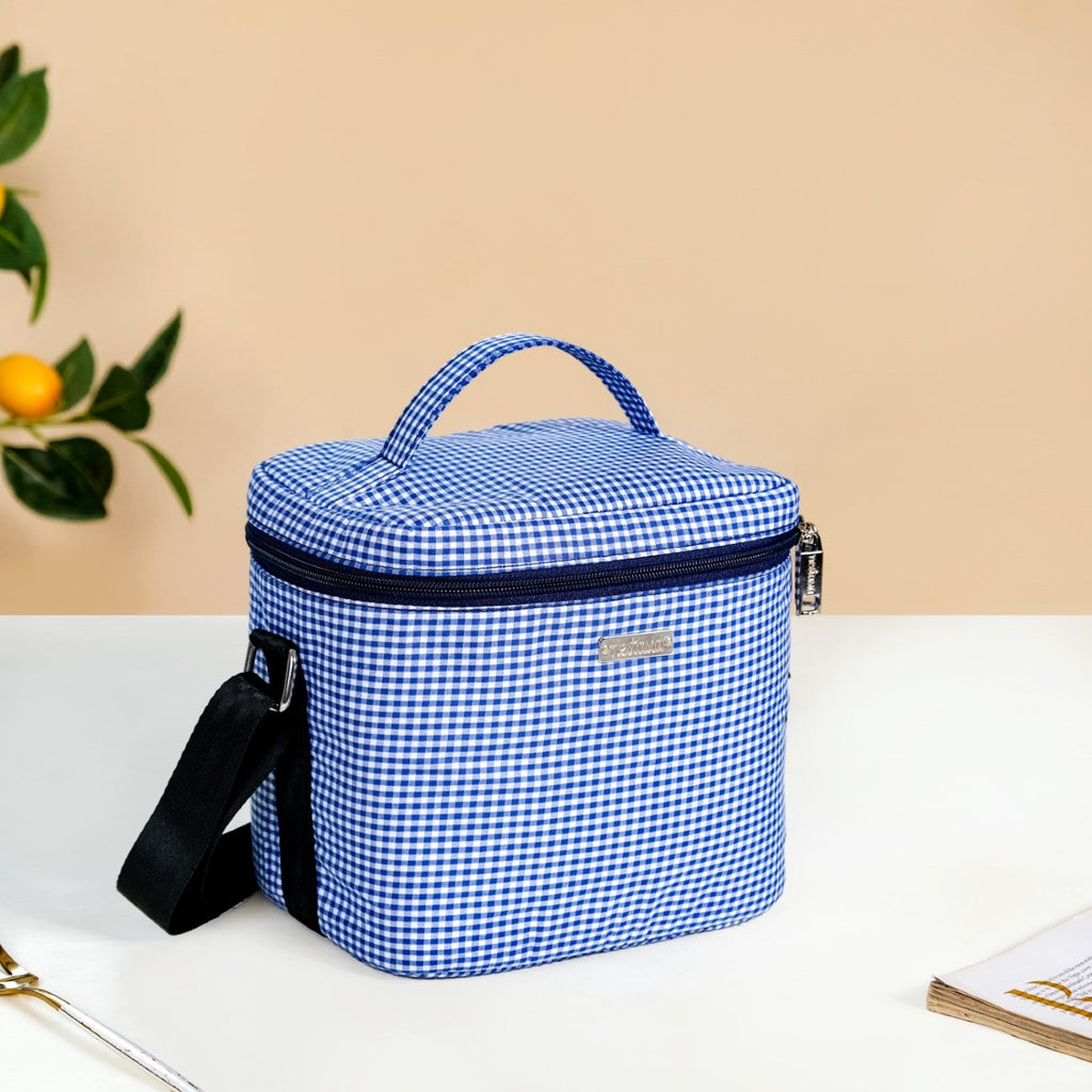 Blue Gingham Insulated Lunch Bag Nestasia