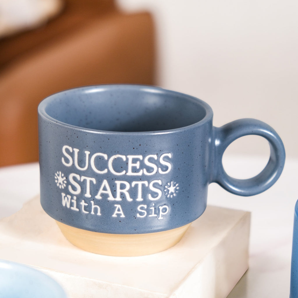 Morning Motivation Stackable Cup Set Of 4 Blue 215ml Nestasia