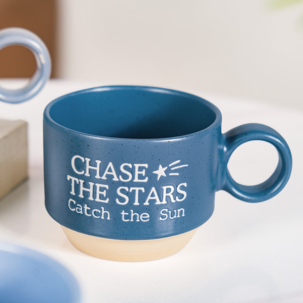 Morning Motivation Stackable Cup Set Of 4 Blue 215ml Nestasia