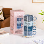 Morning Motivation Stackable Cup Set Of 4 Blue 215ml Nestasia