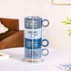 Morning Motivation Stackable Cup Set Of 4 Blue 215ml Nestasia