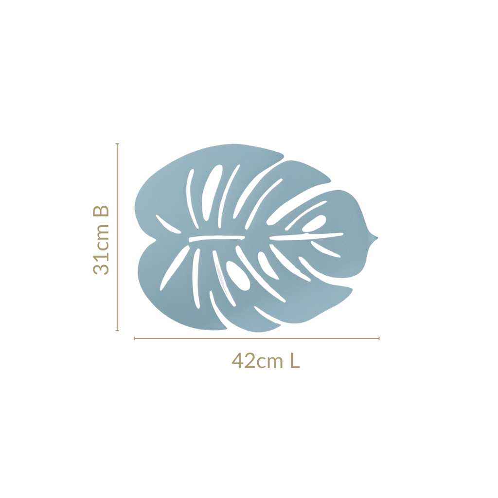 Blue Laser Cut Monstera Leaf Table Mat Set Of 6 Nestasia