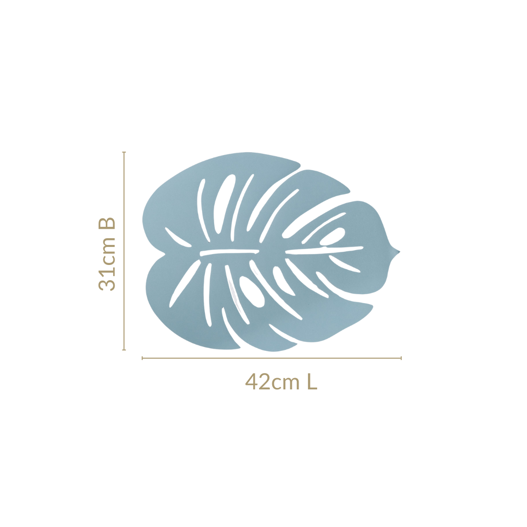 Blue Laser Cut Monstera Leaf Table Mat Set Of 6 Nestasia